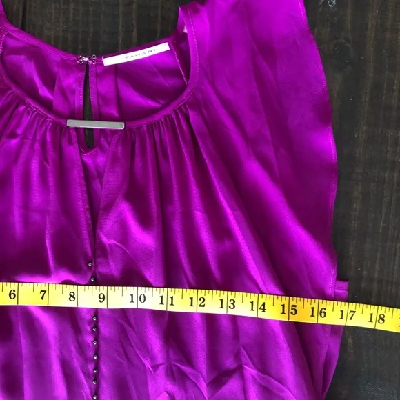 Tahari S pink Selina flutter sleeve tie blouse top - Picture 9 of 10